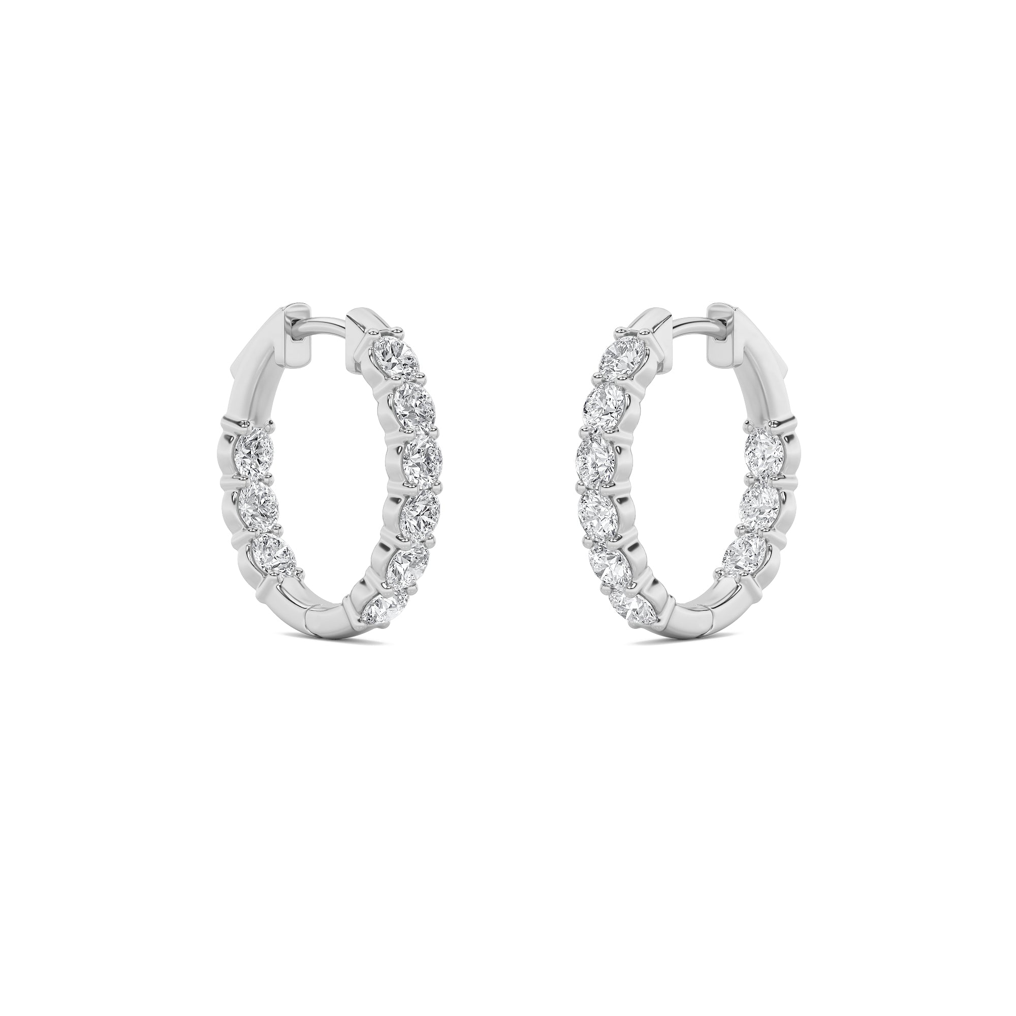 1.5CTW Round Shaped Lab Grown Diamond (F/VS) Inside Out Hoop Earrings in 14K Gold