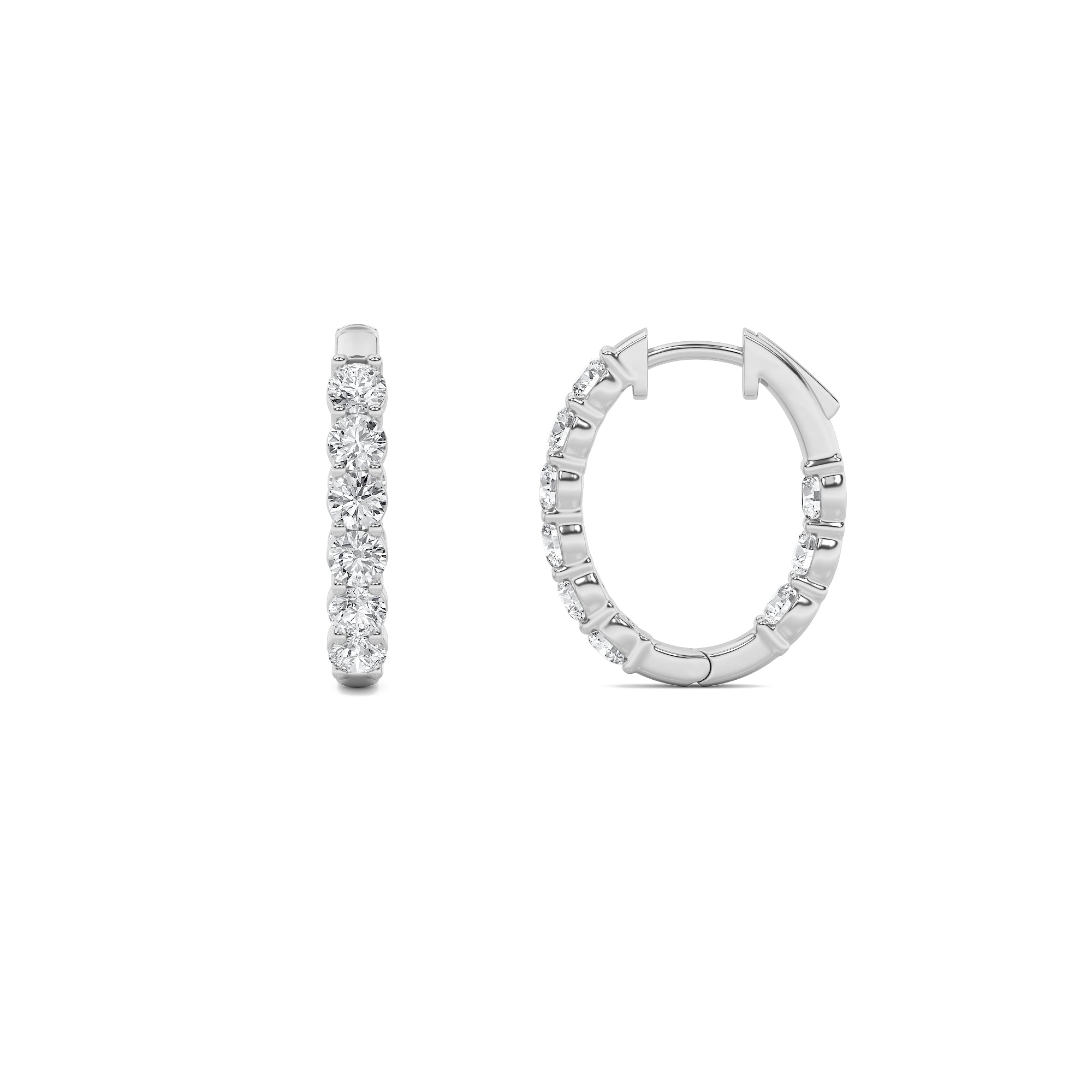 3CTW Round Shaped Lab Grown Diamond (F/VS) Inside Out Hoop Earrings in 14K Gold