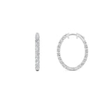 5CTW Round Shaped Lab Grown Diamond (F/VS) Inside Out Hoop Earrings in 14K Gold