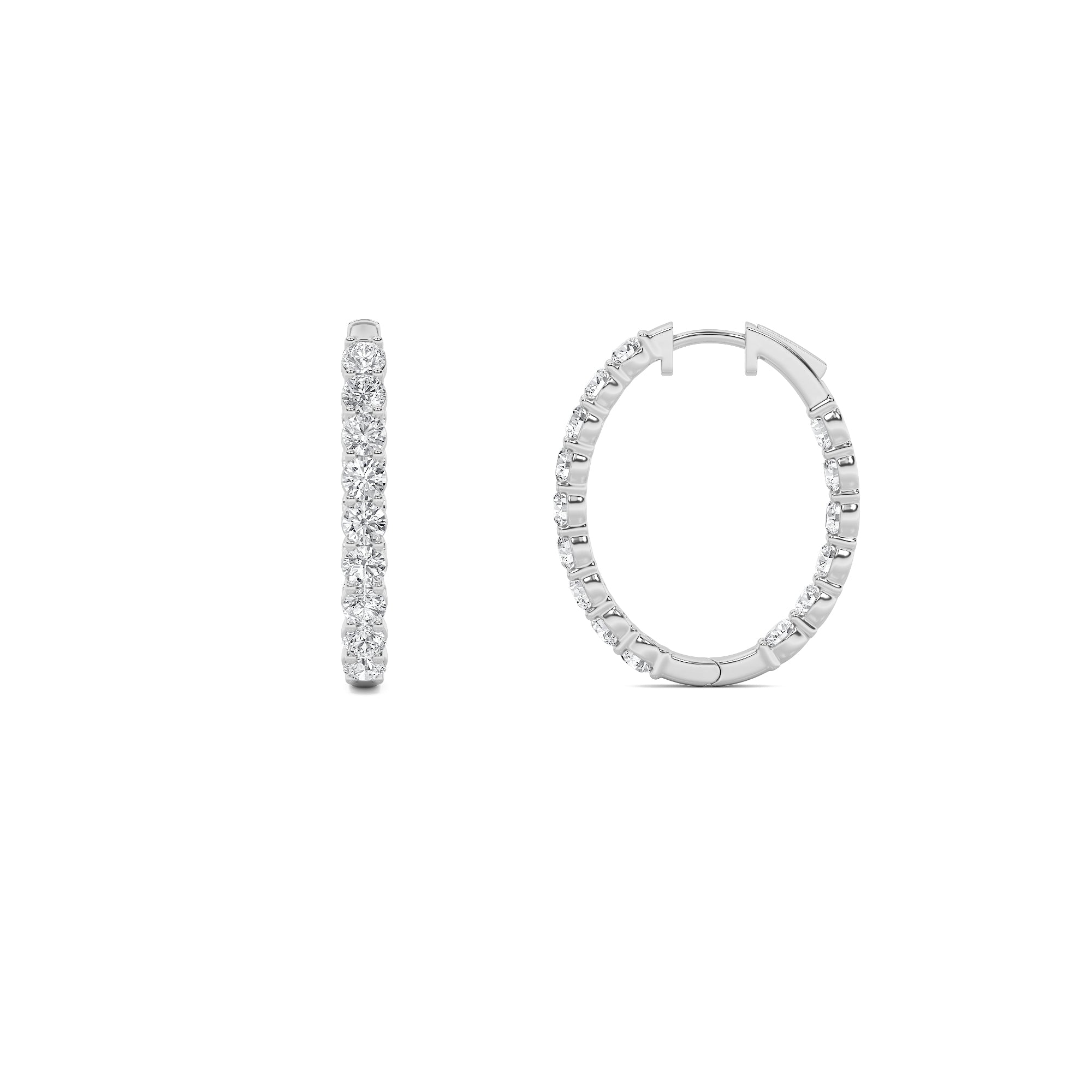 5CTW Round Shaped Lab Grown Diamond (F/VS) Inside Out Hoop Earrings in 14K Gold