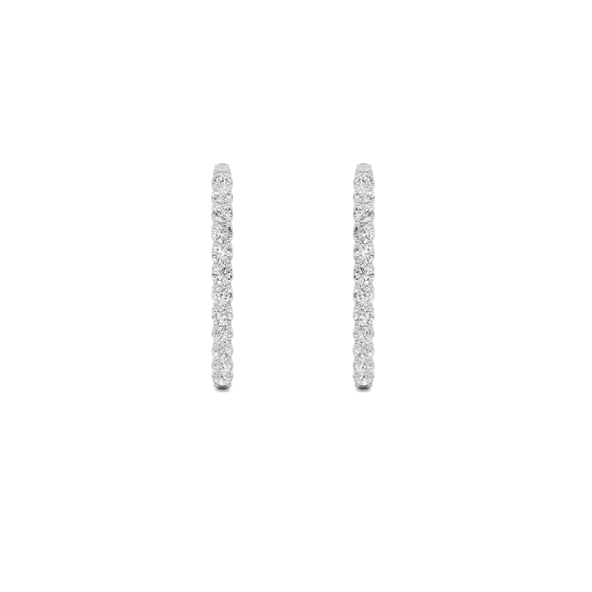 5CTW Round Shaped Lab Grown Diamond (F/VS) Inside Out Hoop Earrings in 14K Gold