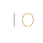 5CTW Round Shaped Lab Grown Diamond (F/VS) Inside Out Hoop Earrings in 14K Gold