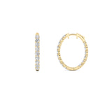 5CTW Round Shaped Lab Grown Diamond (F/VS) Inside Out Hoop Earrings in 14K Gold