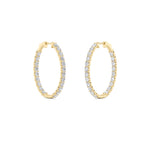 5CTW Round Shaped Lab Grown Diamond (F/VS) Inside Out Hoop Earrings in 14K Gold
