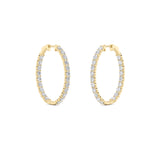 5CTW Round Shaped Lab Grown Diamond (F/VS) Inside Out Hoop Earrings in 14K Gold