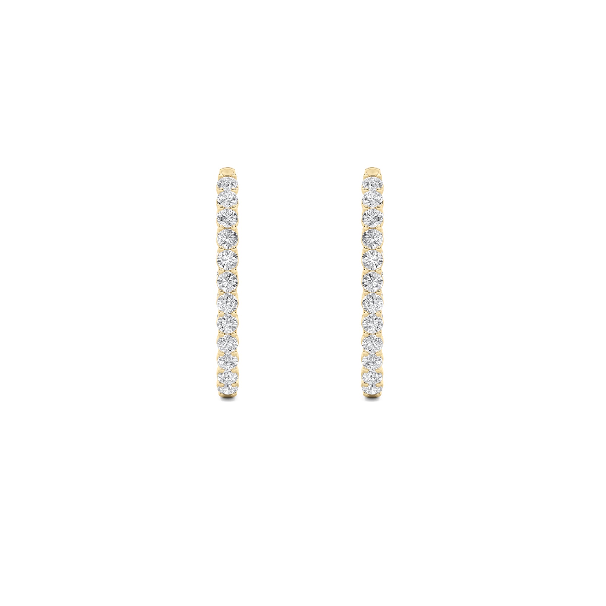 5CTW Round Shaped Lab Grown Diamond (F/VS) Inside Out Hoop Earrings in 14K Gold