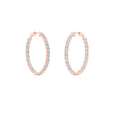 5CTW Round Shaped Lab Grown Diamond (F/VS) Inside Out Hoop Earrings in 14K Gold