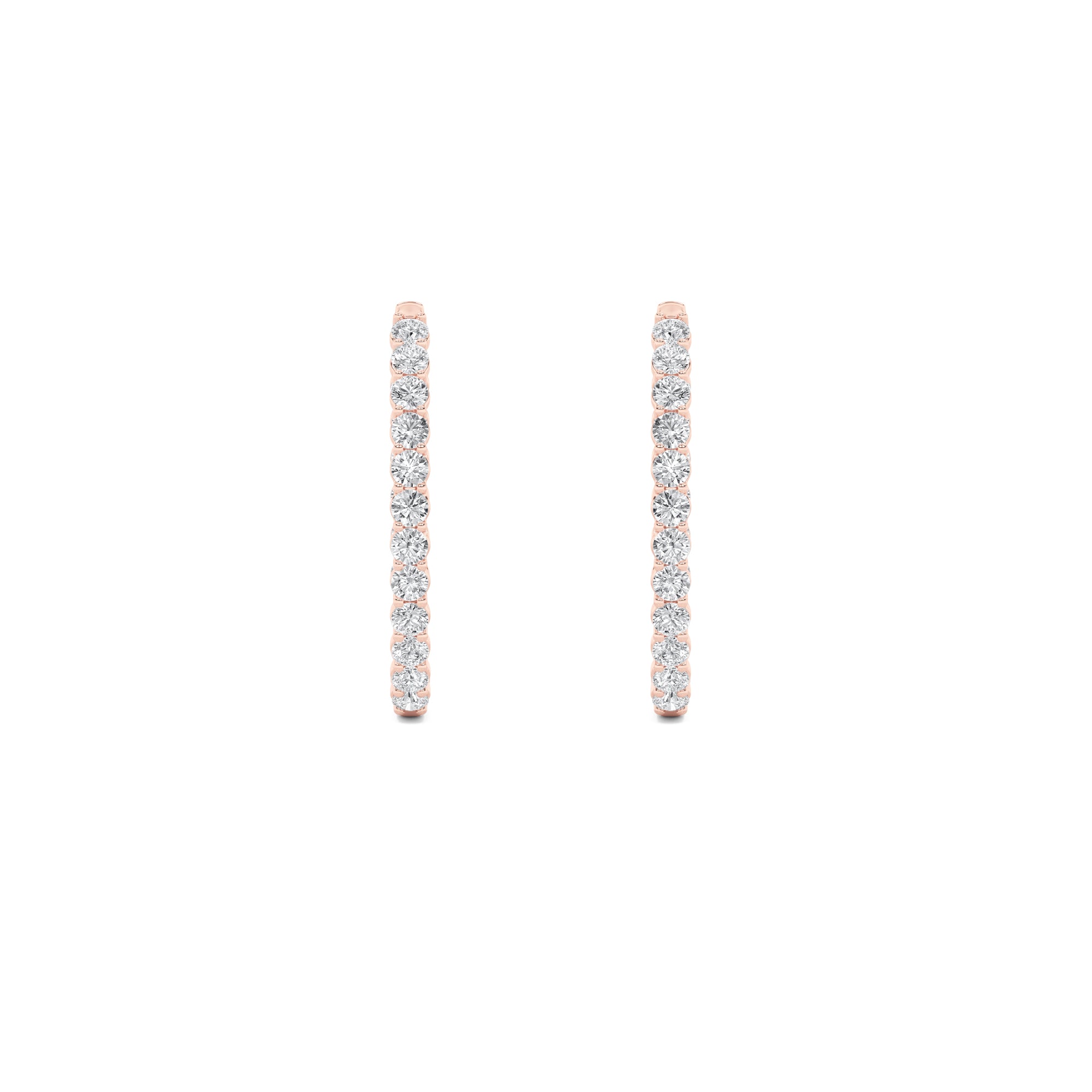 5CTW Round Shaped Lab Grown Diamond (F/VS) Inside Out Hoop Earrings in 14K Gold