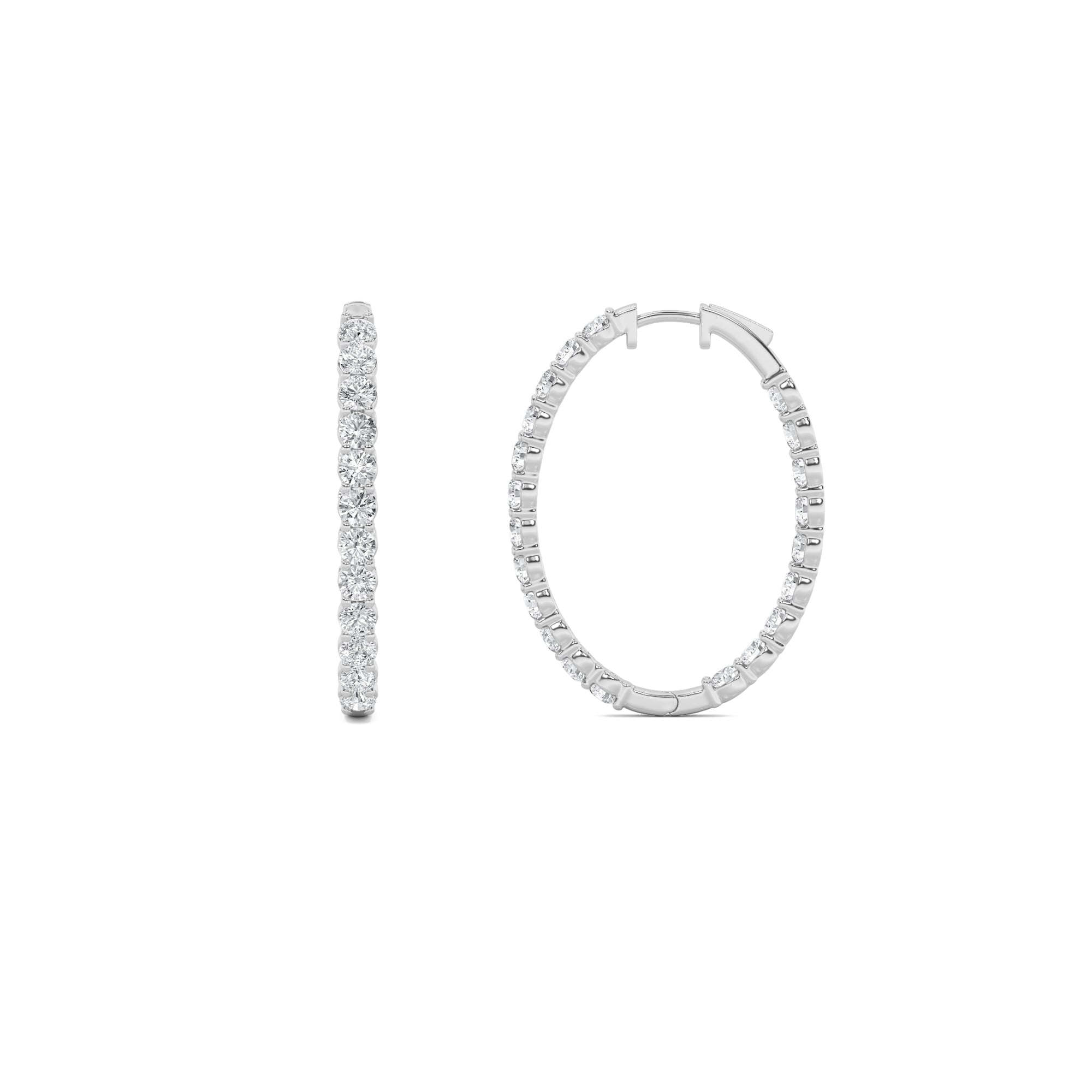 7CTW Round Shaped Lab Grown Diamond (F/VS) Inside Out Hoop Earrings in 14K Gold