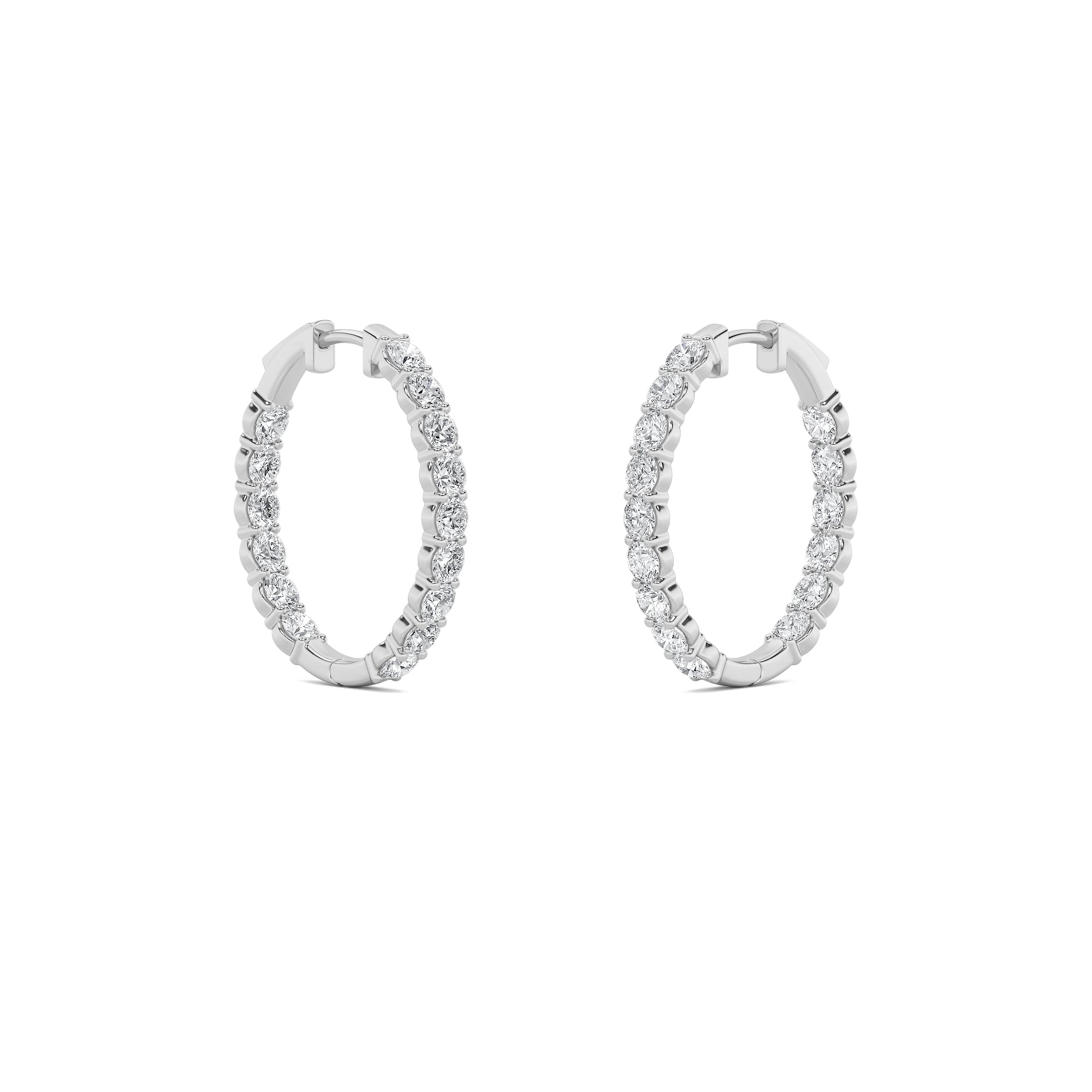 7CTW Round Shaped Lab Grown Diamond (F/VS) Inside Out Hoop Earrings in 14K Gold