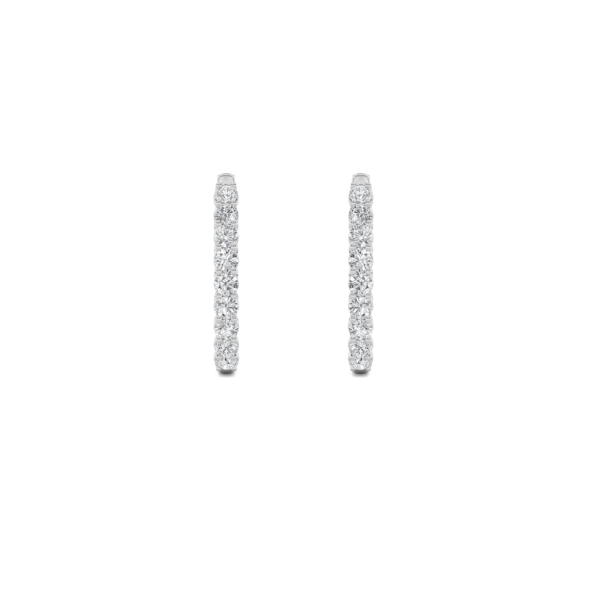 7CTW Round Shaped Lab Grown Diamond (F/VS) Inside Out Hoop Earrings in 14K Gold