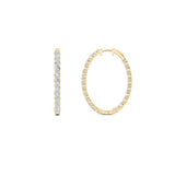 7CTW Round Shaped Lab Grown Diamond (F/VS) Inside Out Hoop Earrings in 14K Gold