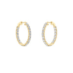 7CTW Round Shaped Lab Grown Diamond (F/VS) Inside Out Hoop Earrings in 14K Gold