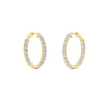 7CTW Round Shaped Lab Grown Diamond (F/VS) Inside Out Hoop Earrings in 14K Gold