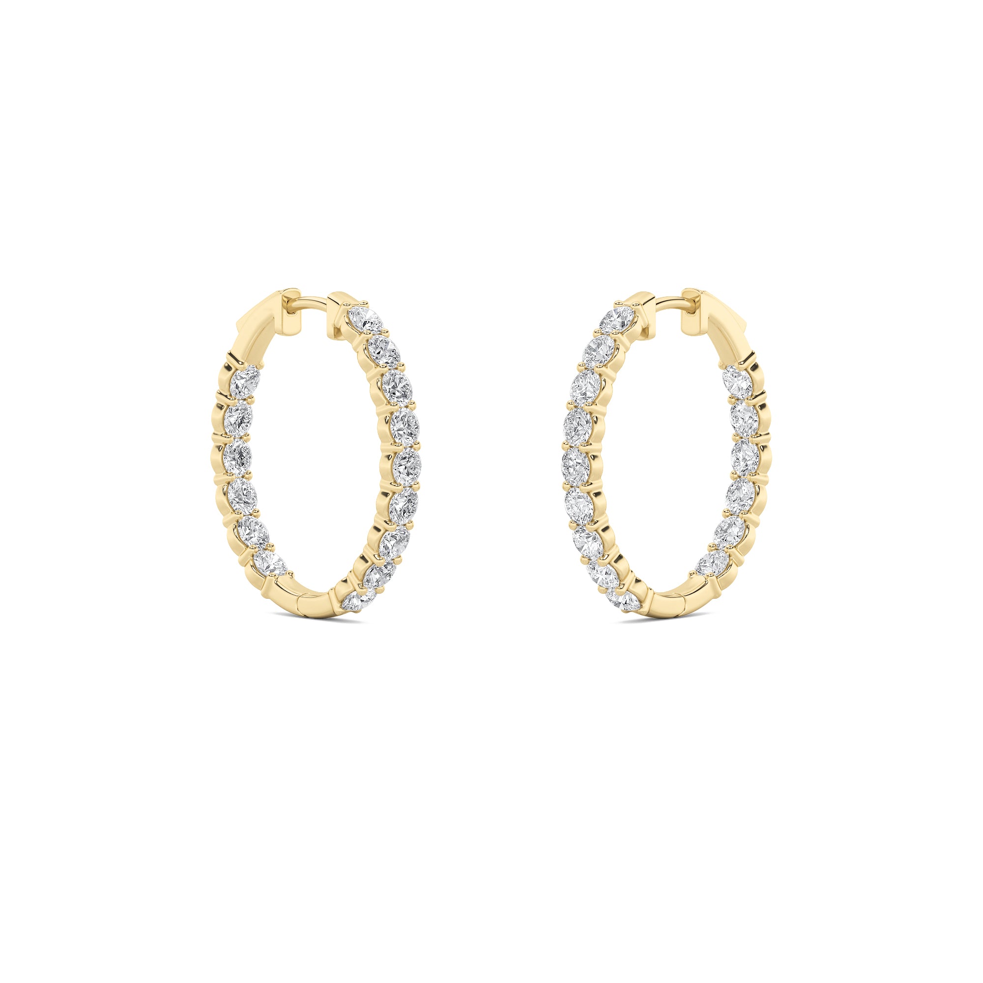 7CTW Round Shaped Lab Grown Diamond (F/VS) Inside Out Hoop Earrings in 14K Gold