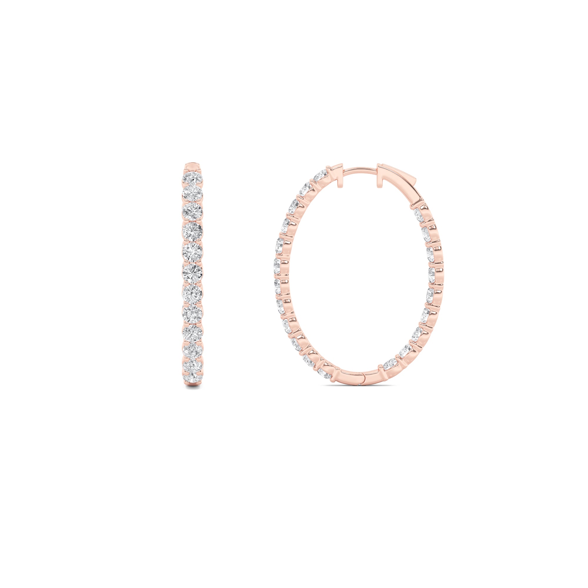 7CTW Round Shaped Lab Grown Diamond (F/VS) Inside Out Hoop Earrings in 14K Gold