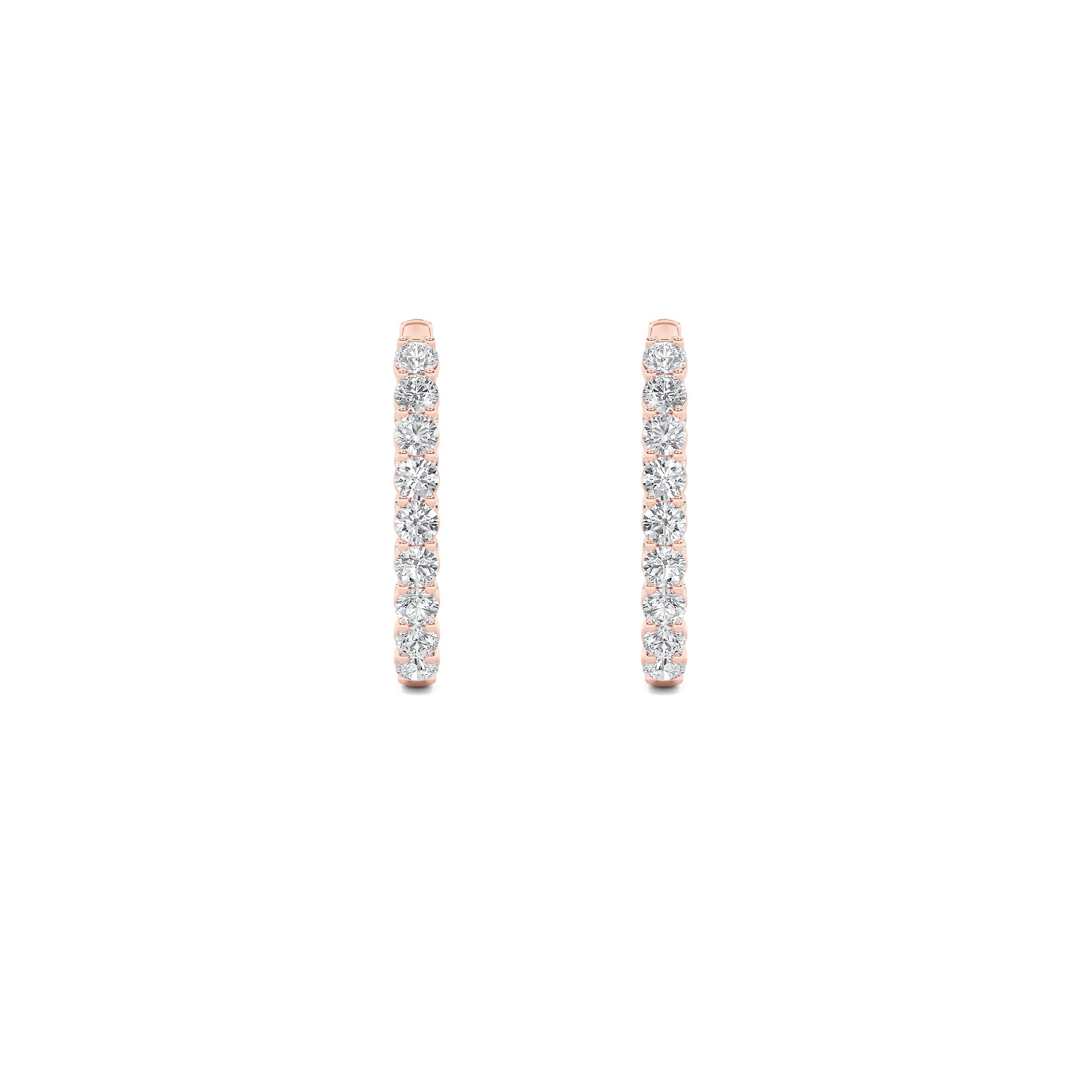 7CTW Round Shaped Lab Grown Diamond (F/VS) Inside Out Hoop Earrings in 14K Gold