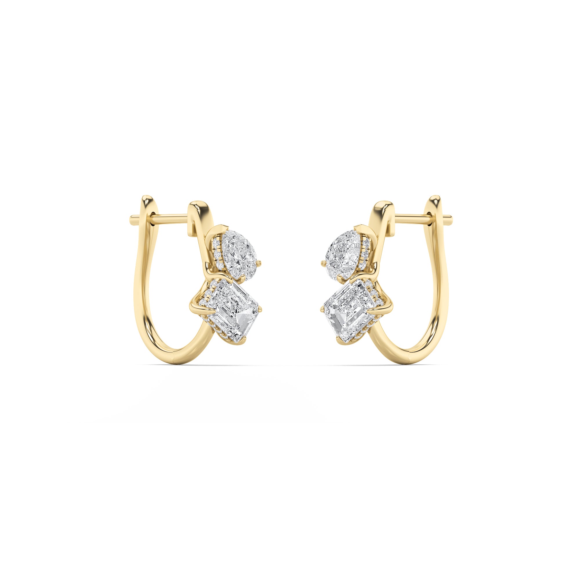 3CTW Mixed Shaped Lab Grown Diamond (F/VS) Toi et Moi Fashion Earrings in 14K Gold