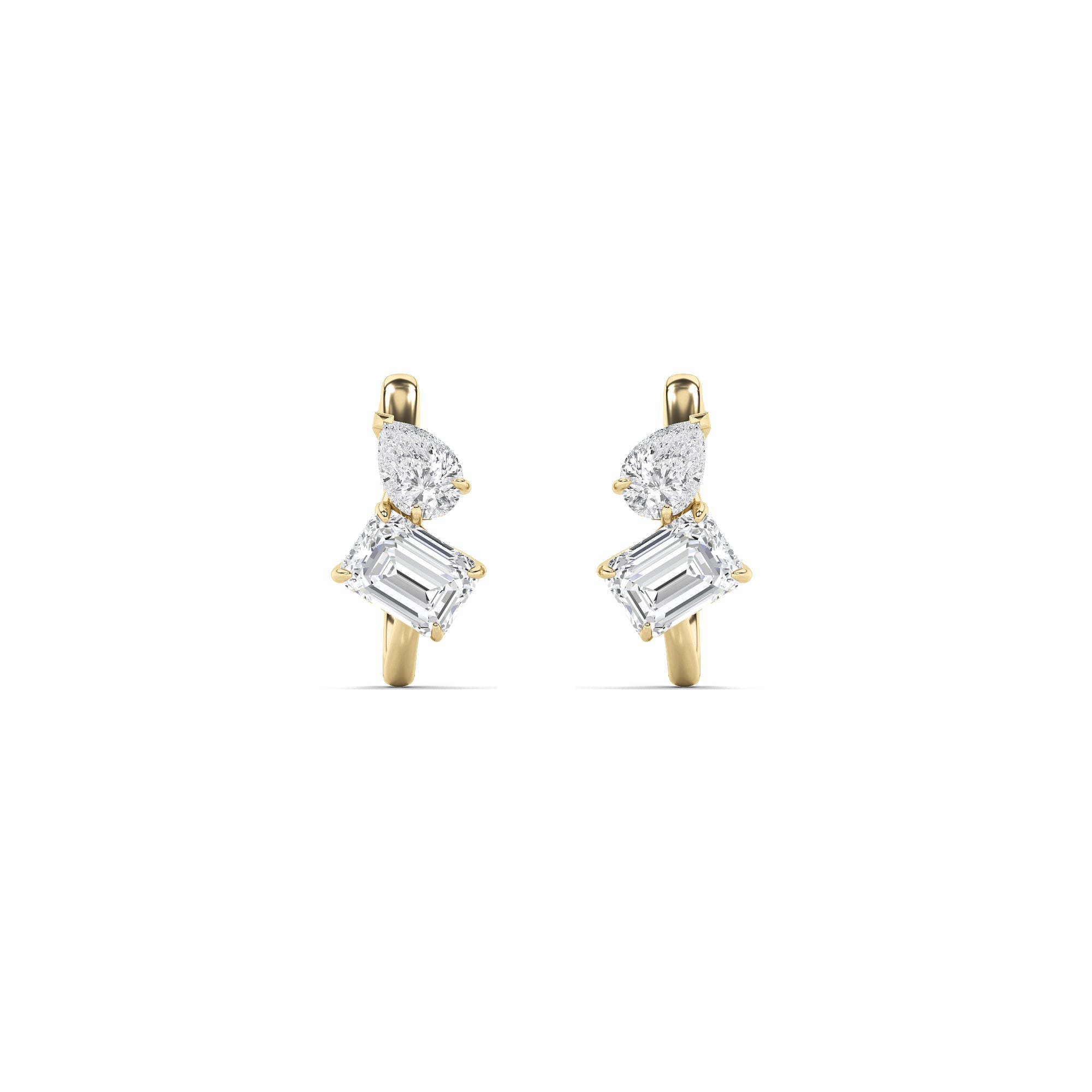 3CTW Mixed Shaped Lab Grown Diamond (F/VS) Toi et Moi Fashion Earrings in 14K Gold
