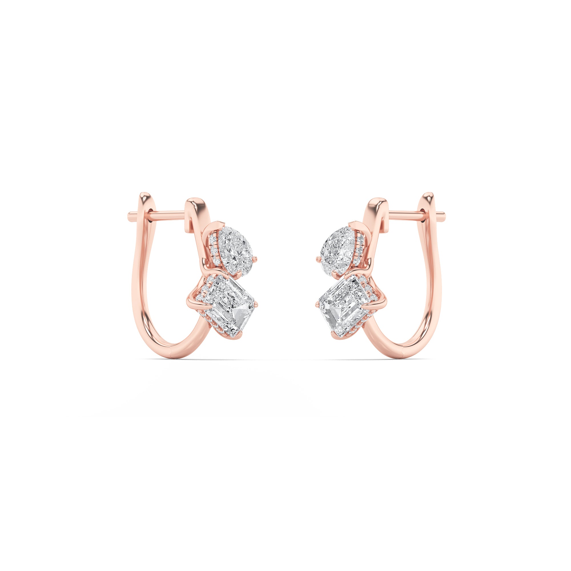 3CTW Mixed Shaped Lab Grown Diamond (F/VS) Toi et Moi Fashion Earrings in 14K Gold