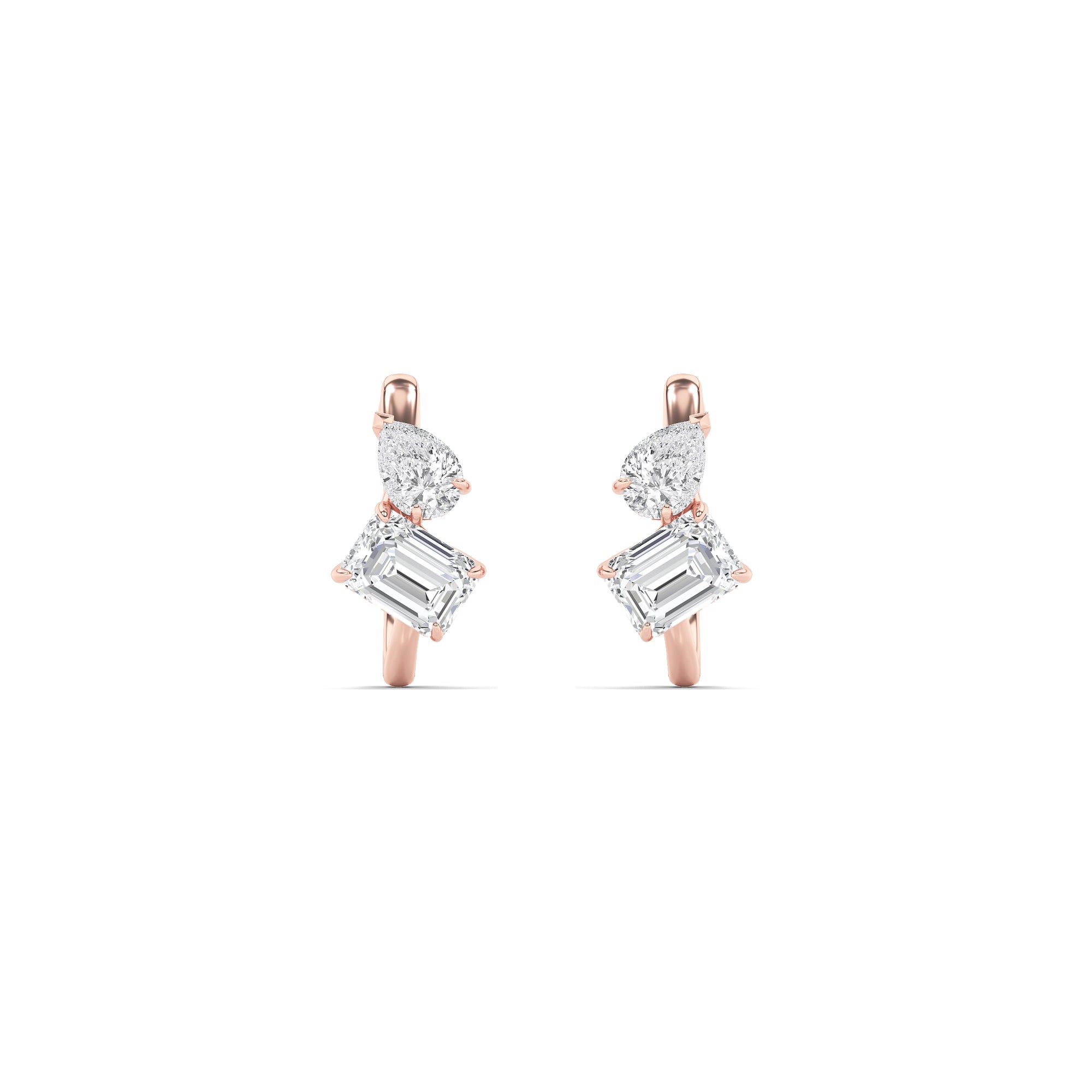 3CTW Mixed Shaped Lab Grown Diamond (F/VS) Toi et Moi Fashion Earrings in 14K Gold