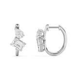3CTW Emerald Shaped Lab Grown Diamond (F/VS) Toi et Moi Huggie Earrings in 14K Gold