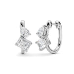 3CTW Emerald Shaped Lab Grown Diamond (F/VS) Toi et Moi Huggie Earrings in 14K Gold