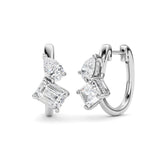 3CTW Emerald Shaped Lab Grown Diamond (F/VS) Toi et Moi Huggie Earrings in 14K Gold