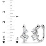 3CTW Emerald Shaped Lab Grown Diamond (F/VS) Toi et Moi Huggie Earrings in 14K Gold