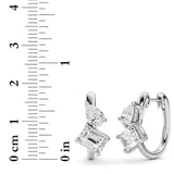 3CTW Emerald Shaped Lab Grown Diamond (F/VS) Toi et Moi Huggie Earrings in 14K Gold
