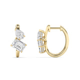 3CTW Emerald Shaped Lab Grown Diamond (G/VS) Toi et Moi Huggie Earrings in 14K Gold