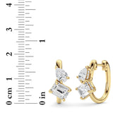 3CTW Emerald Shaped Lab Grown Diamond (G/VS) Toi et Moi Huggie Earrings in 14K Gold