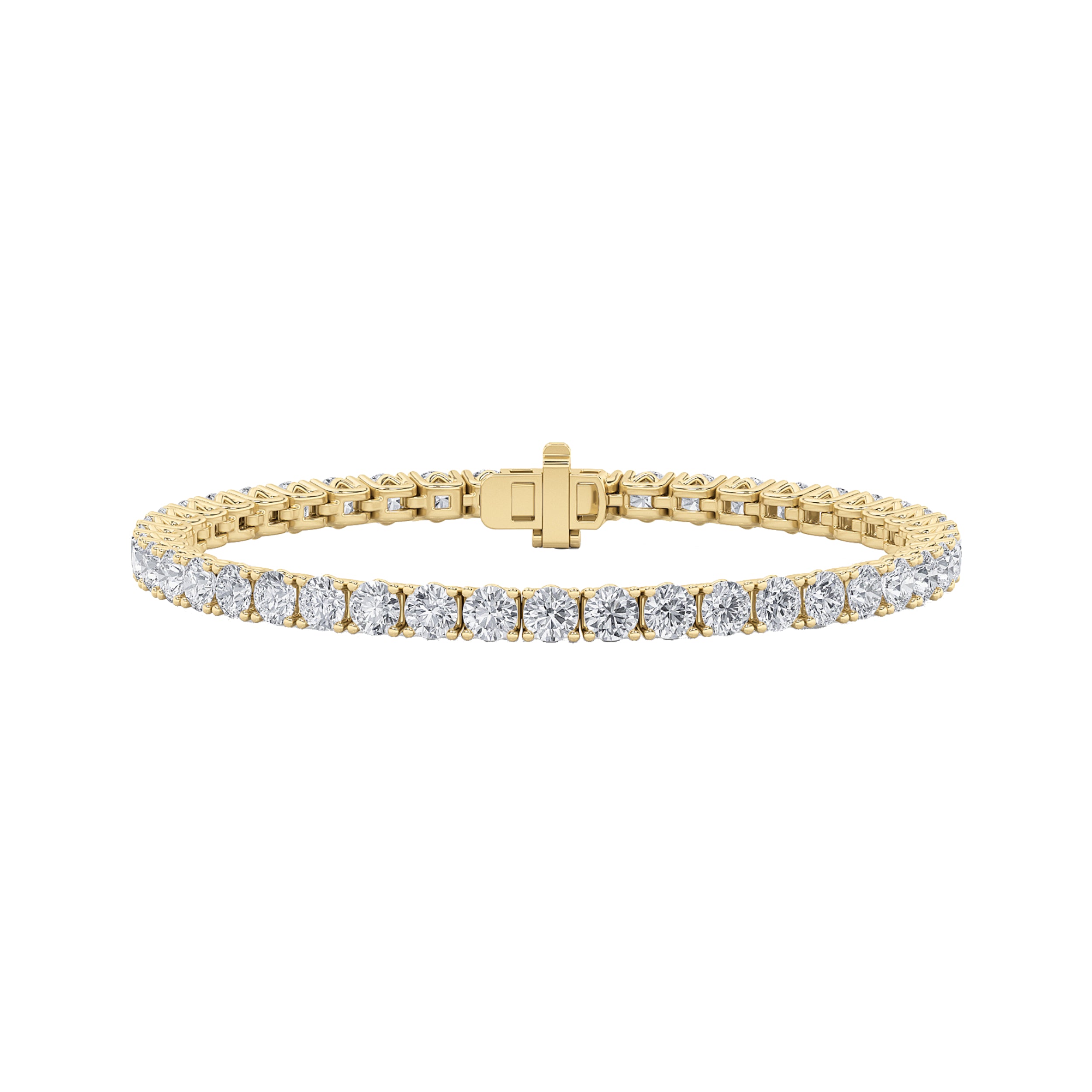 10CTW Round Shaped Lab Grown Diamond (F/VS) Tennis Bracelet in 14K Gold