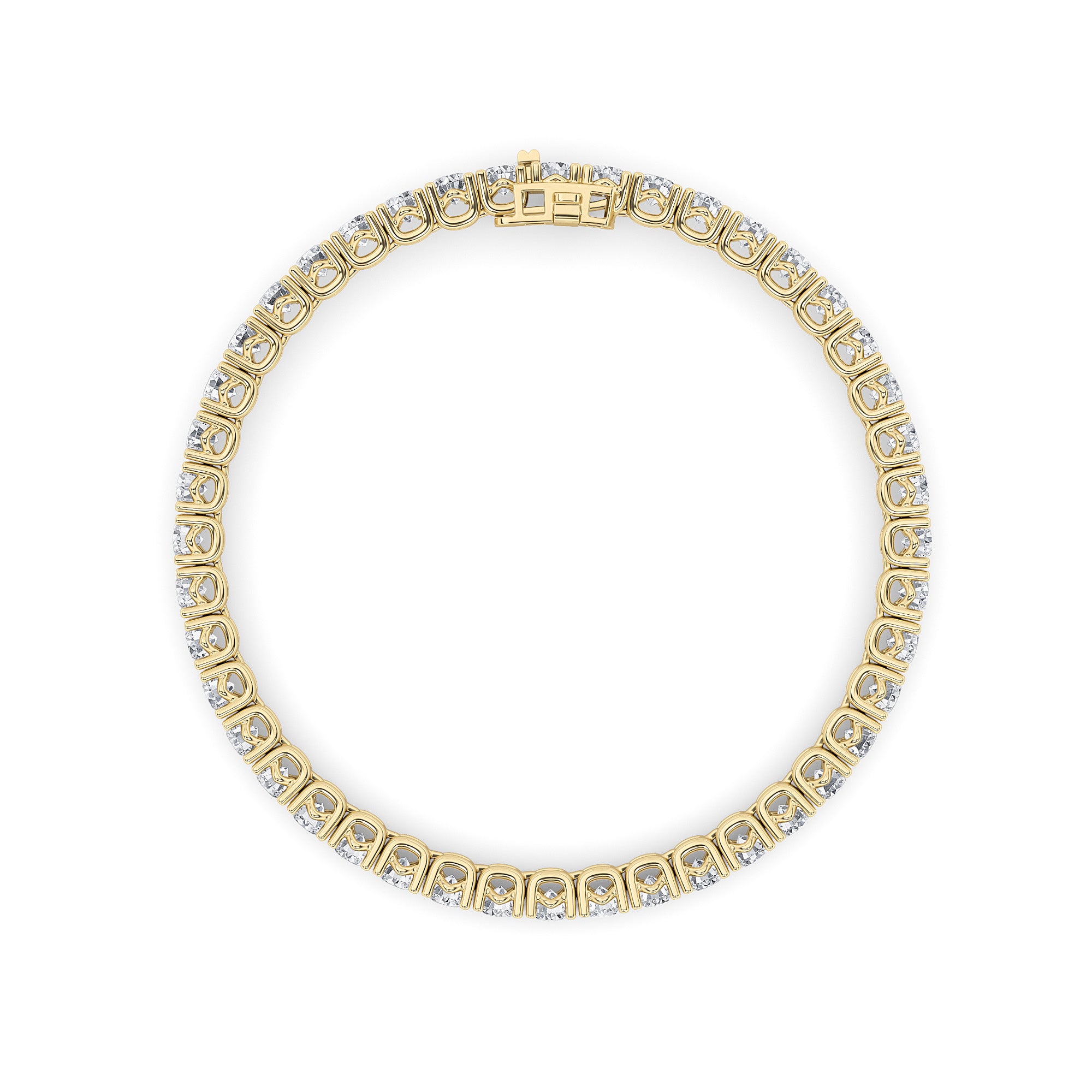 10CTW Round Shaped Lab Grown Diamond (F/VS) Tennis Bracelet in 14K Gold