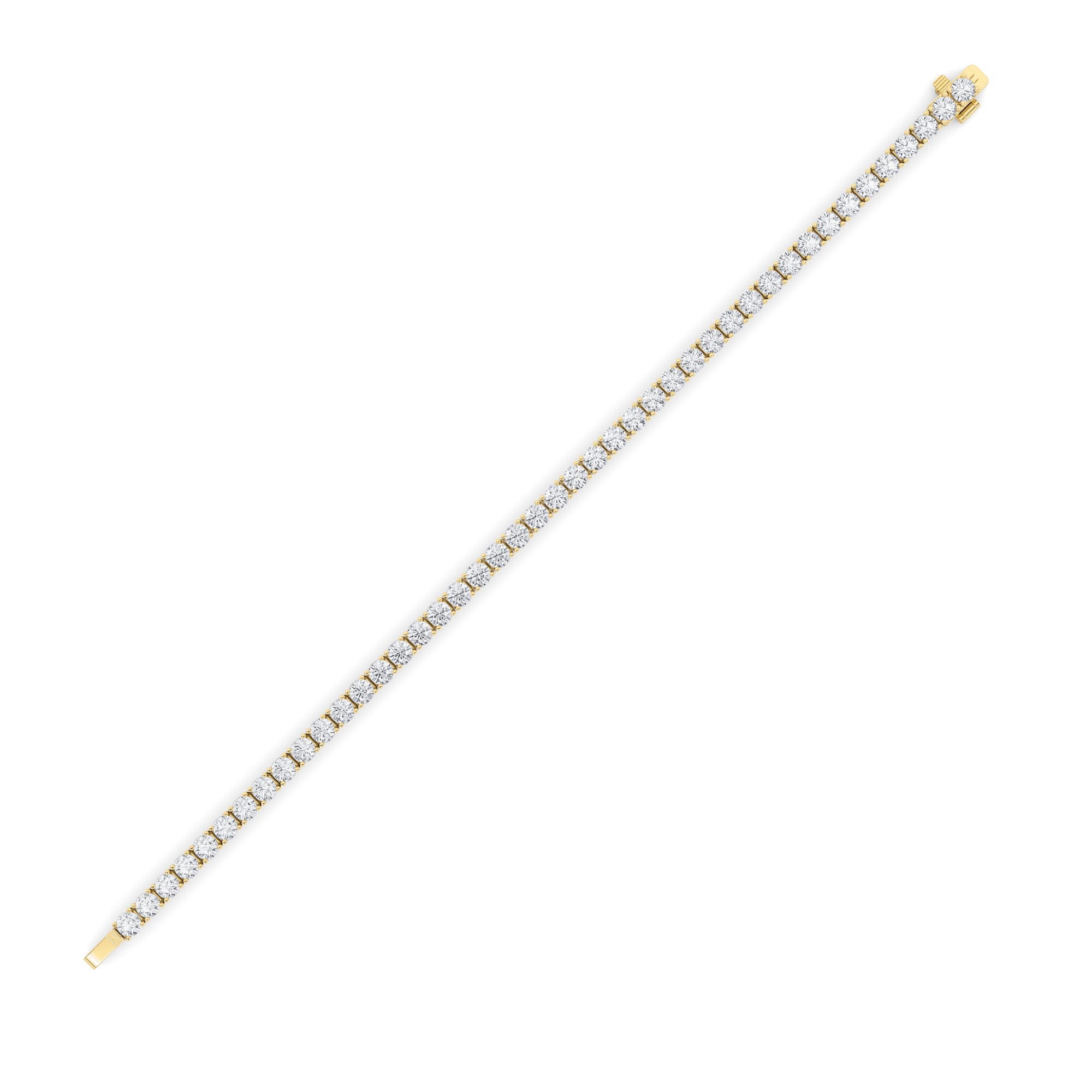 10CTW Round Shaped Lab Grown Diamond (F/VS) Tennis Bracelet in 14K Gold