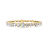 5CTW Round Shaped Lab Grown Diamond (F/VS) Graduating Tennis Bracelet in 14K Gold