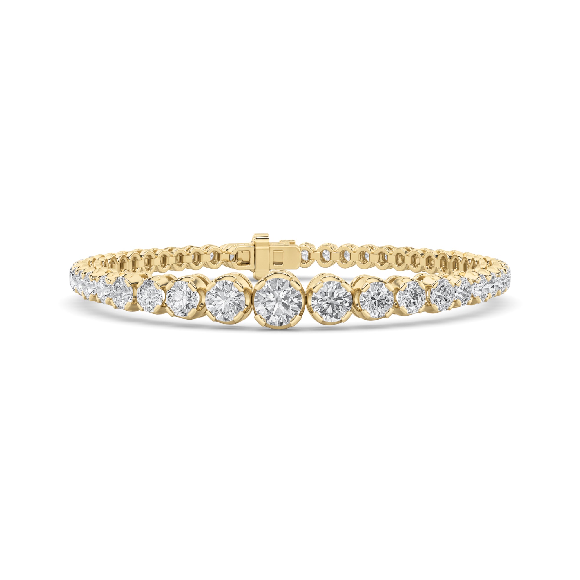5CTW Round Shaped Lab Grown Diamond (F/VS) Graduating Tennis Bracelet in 14K Gold