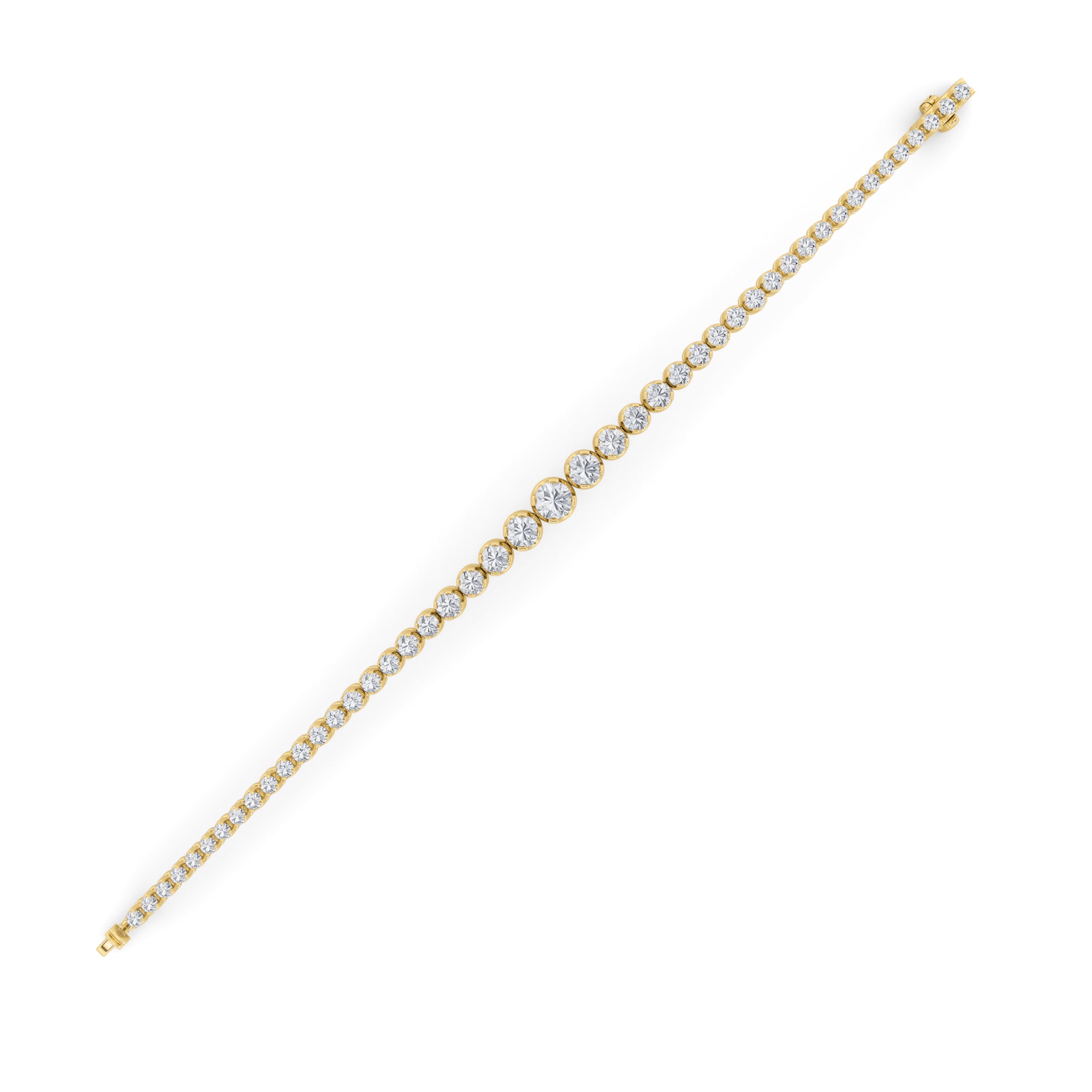 5CTW Round Shaped Lab Grown Diamond (F/VS) Graduating Tennis Bracelet in 14K Gold