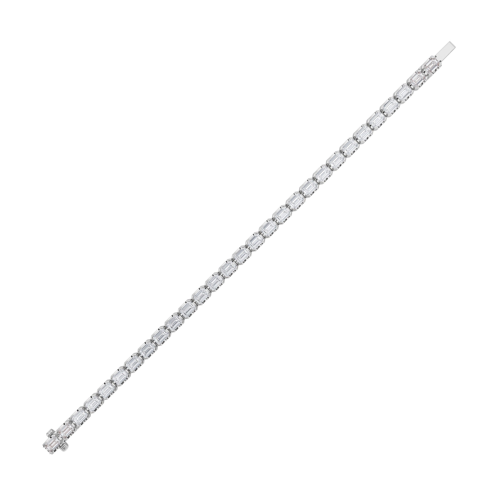 10CTW Emerald Shaped Lab Grown Diamond (F/VS) Tennis Bracelet in 14K Gold