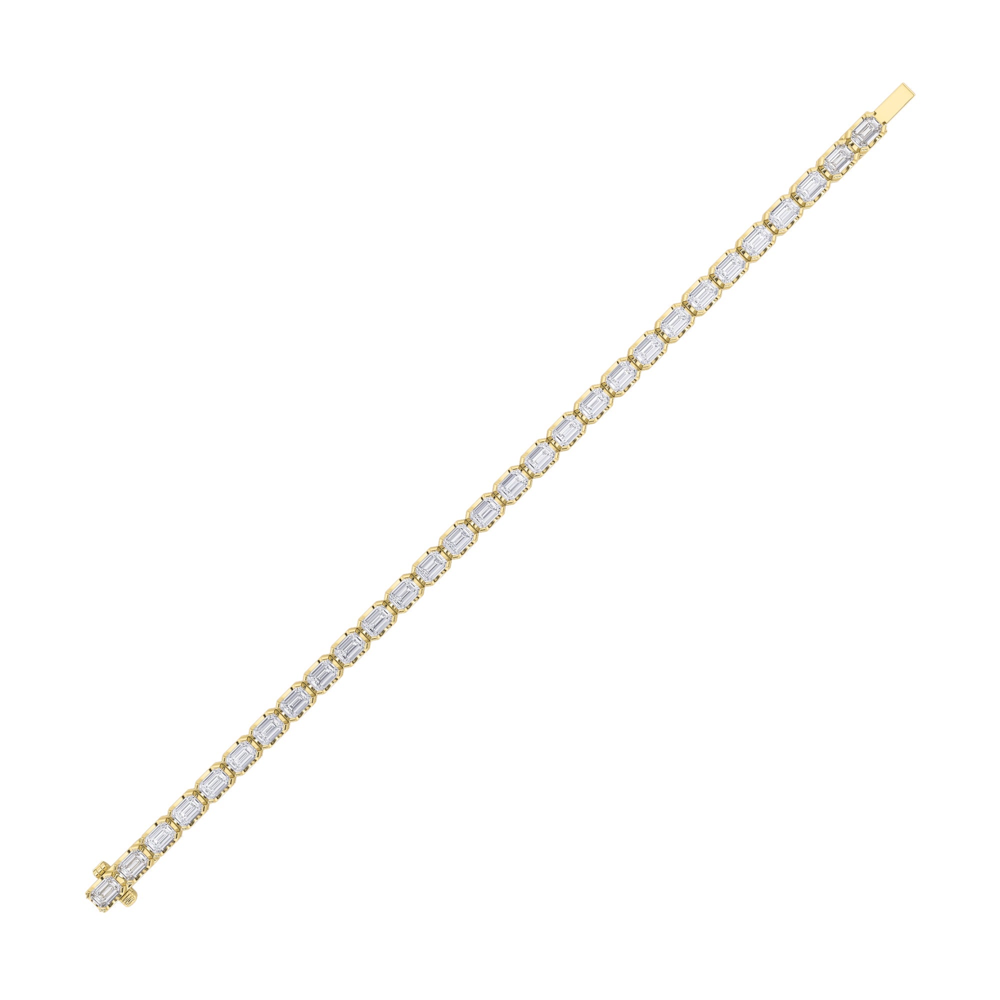 10CTW Emerald Shaped Lab Grown Diamond (F/VS) Tennis Bracelet in 14K Gold