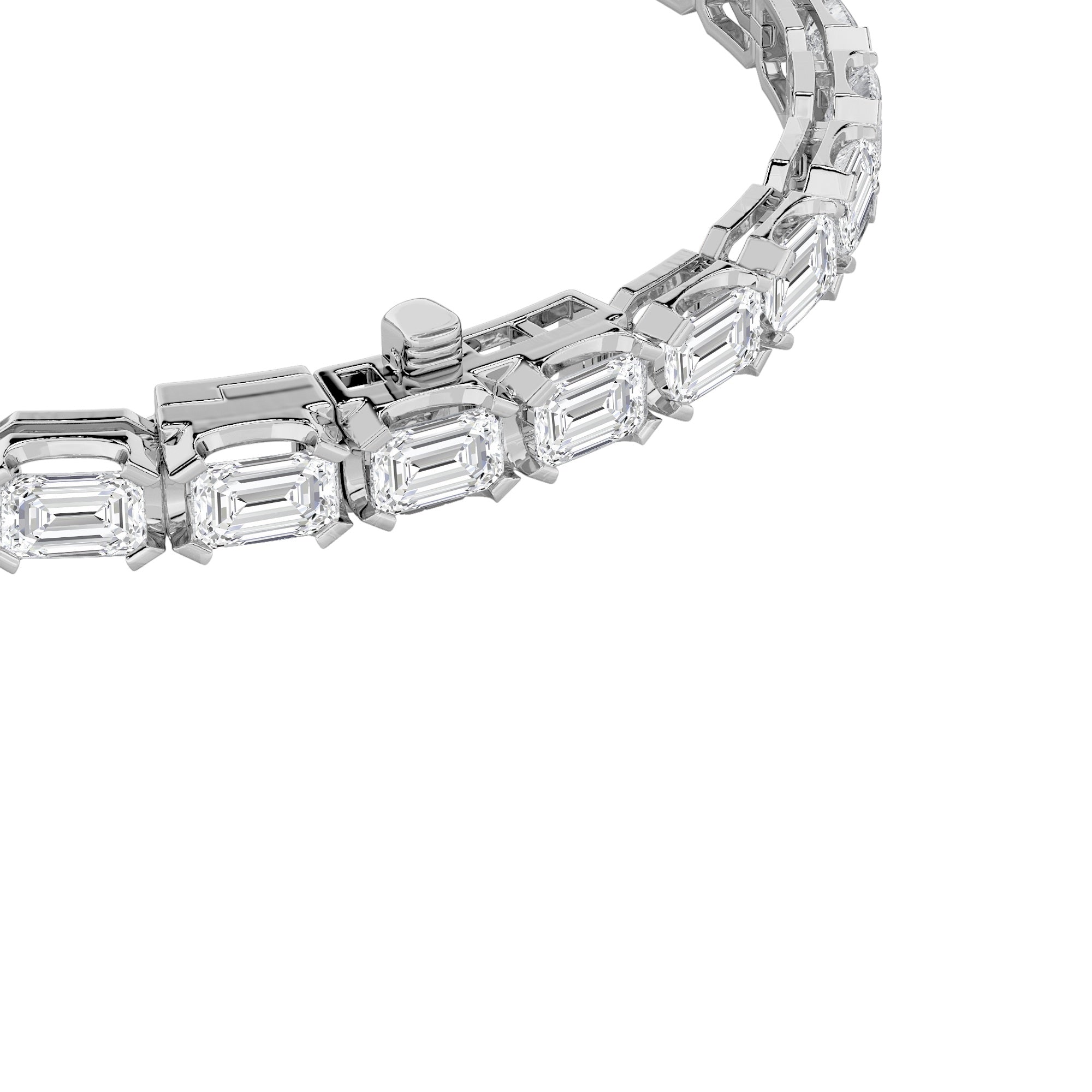 12CTW Emerald Shaped Lab Grown Diamond (F/VS) Tennis Bracelet in 14K Gold