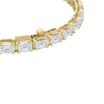 12CTW Emerald Shaped Lab Grown Diamond (F/VS) Tennis Bracelet in 14K Gold