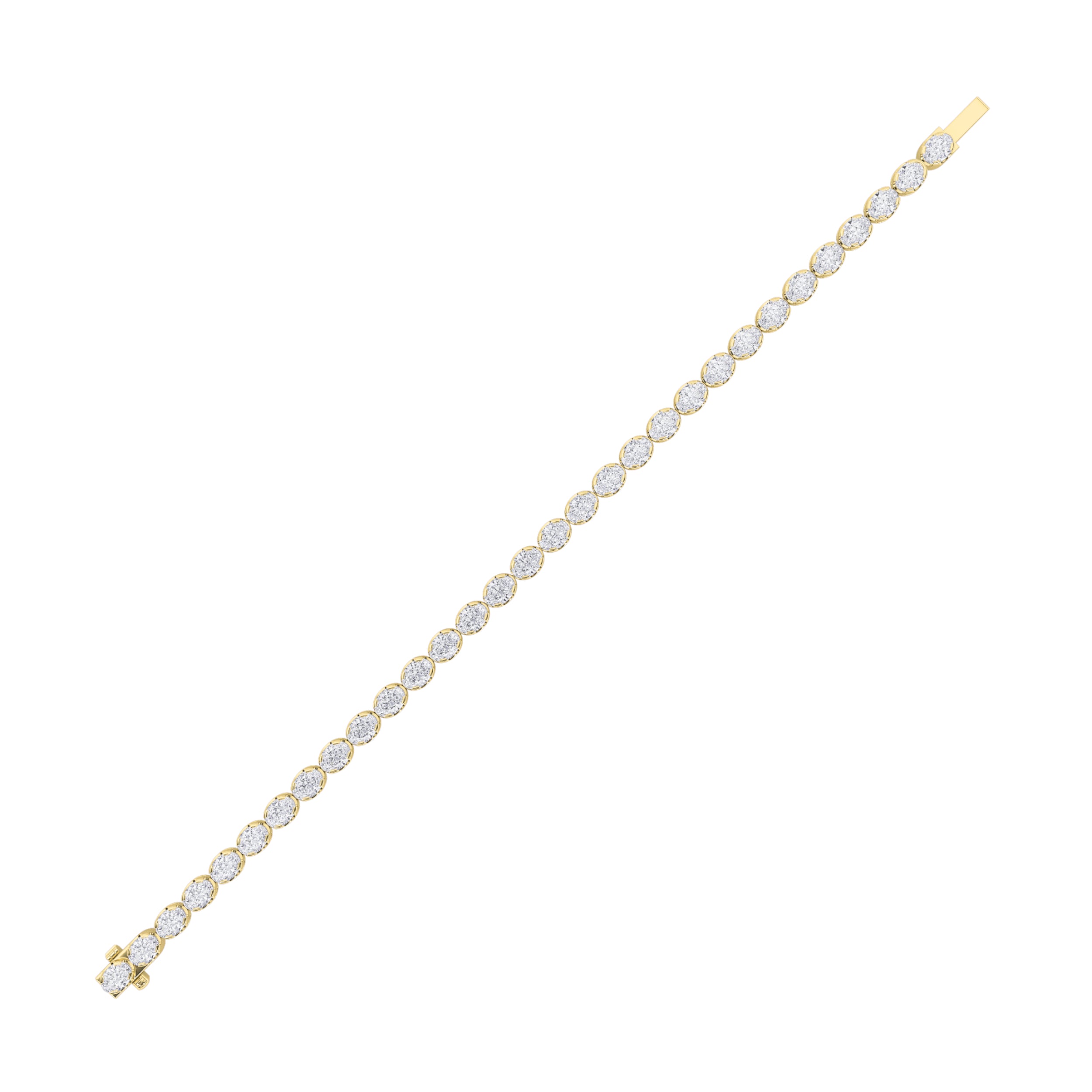 10.5CTW Oval Shaped Lab Grown Diamond (F/VS) Bracelet in 14K Gold