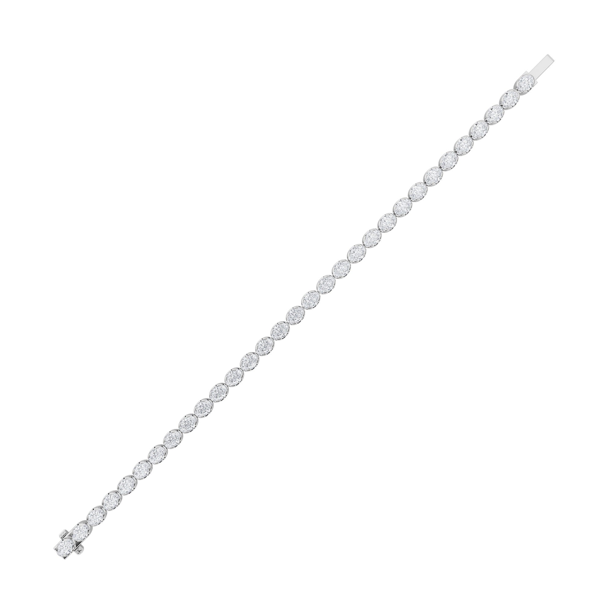 11CTW Oval Shaped Lab Grown Diamond (F/VS) Bracelet in 14K Gold