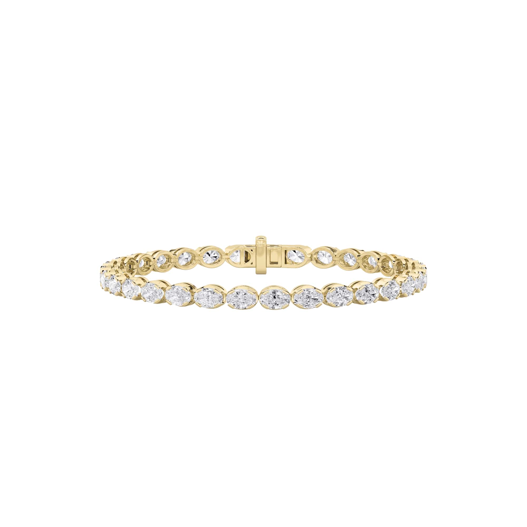 5.5CTW Oval Shaped Lab Grown Diamond (F/VS) Tennis Bracelet in 14K Gold