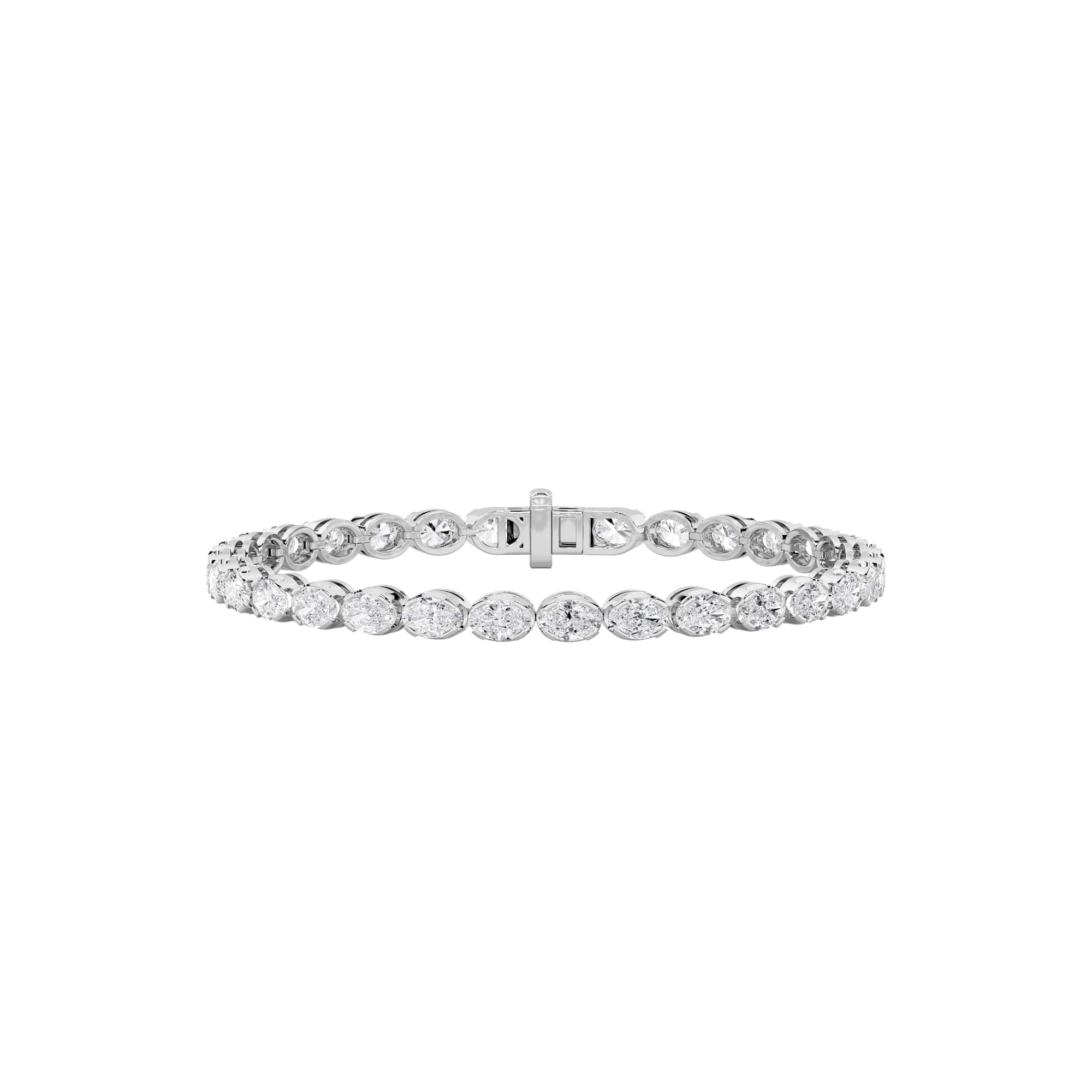 7CTW Oval Shaped Lab Grown Diamond (F/VS) Tennis Bracelet in 14K Gold