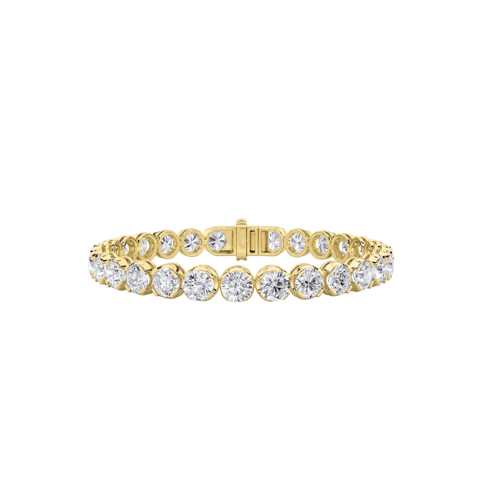 15CTW Round Shaped Lab Grown Diamond (F/VS) Bracelet in 14K Gold