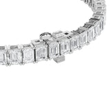 10CTW Emerald Shaped Lab Grown Diamond (F/VS) East West Line Bracelet in 14K Gold