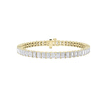 10CTW Emerald Shaped Lab Grown Diamond (F/VS) East West Line Bracelet in 14K Gold