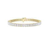 10CTW Emerald Shaped Lab Grown Diamond (F/VS) East West Line Bracelet in 14K Gold